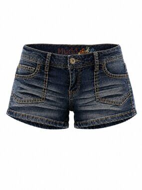 Mudd Y2K Low Rise Denim Shorts Graphic Waistband Size 7